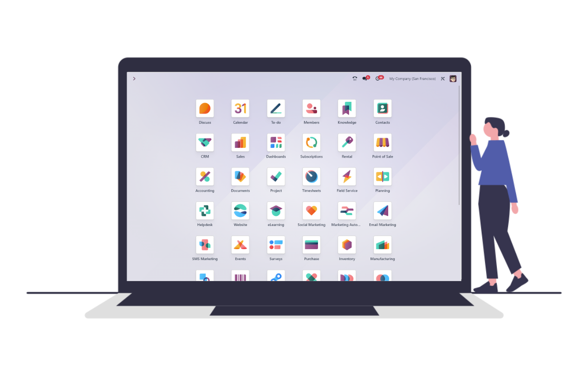 Odoo Implementation แพลตฟอร์มจัดการธุรกิจสำหรับองค์กร ขับเคลื่อนธุรกิจด้วย All-in-One Platform จาก Odoo ปรับแต่งระบบที่ใช่ ตอบโจทย์ทุกความต้องการขององค์กร ภายใต้ประสบการณ์การพัฒนาระบบจากทีมผู้เชี่ยวชาญมากกว่า 10 ปี